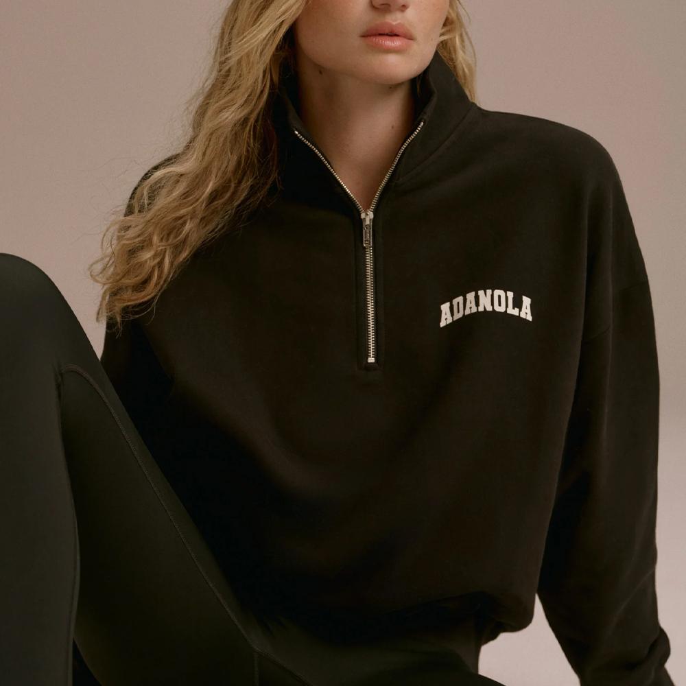 아다놀라 ハーフジップ トレーナー バシティ オーバーサイズ モックネック Tシャツ レディース トップス