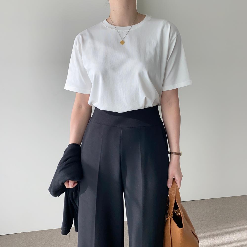 レディース ベーシック 半袖 Tシャツ ルーズフィット ソフト コットン モダール インナー Tシャツ 春 秋