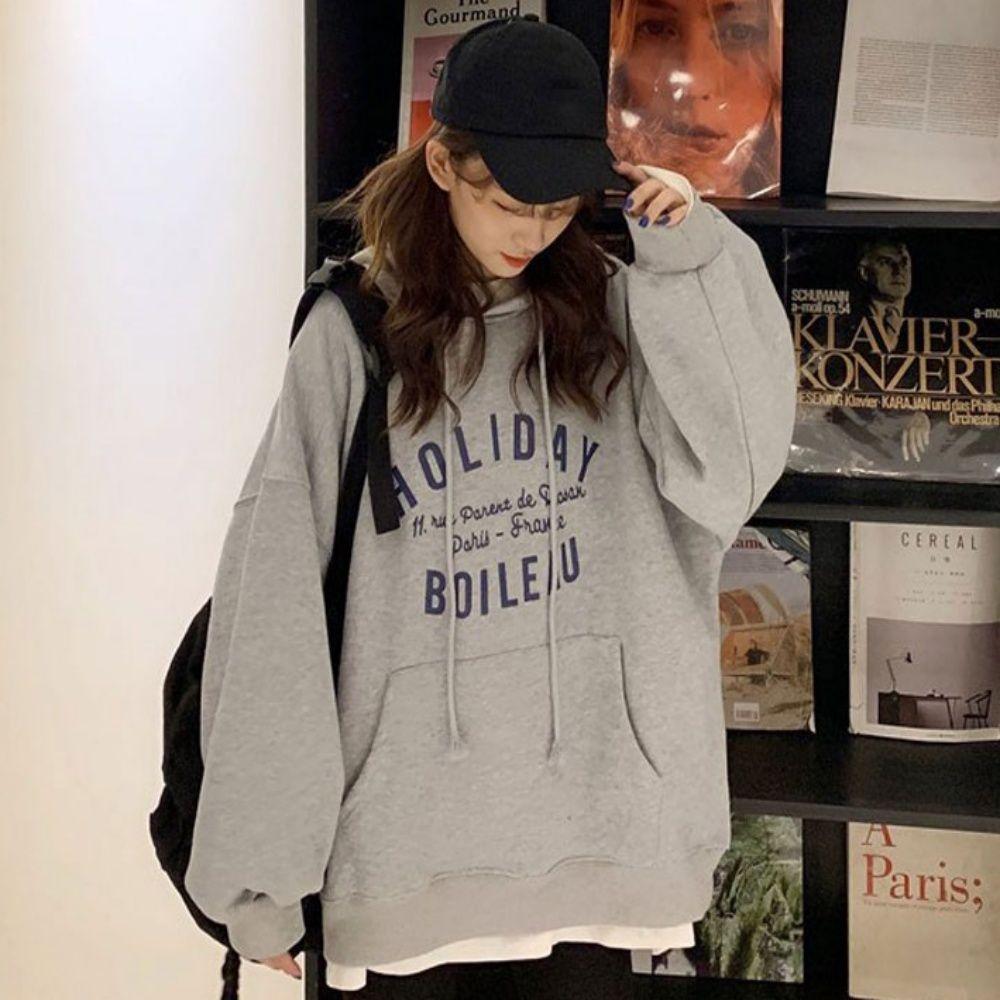 トップス カジュアル レディース レタリング 春秋 ルーズフィット フーディー 快適
