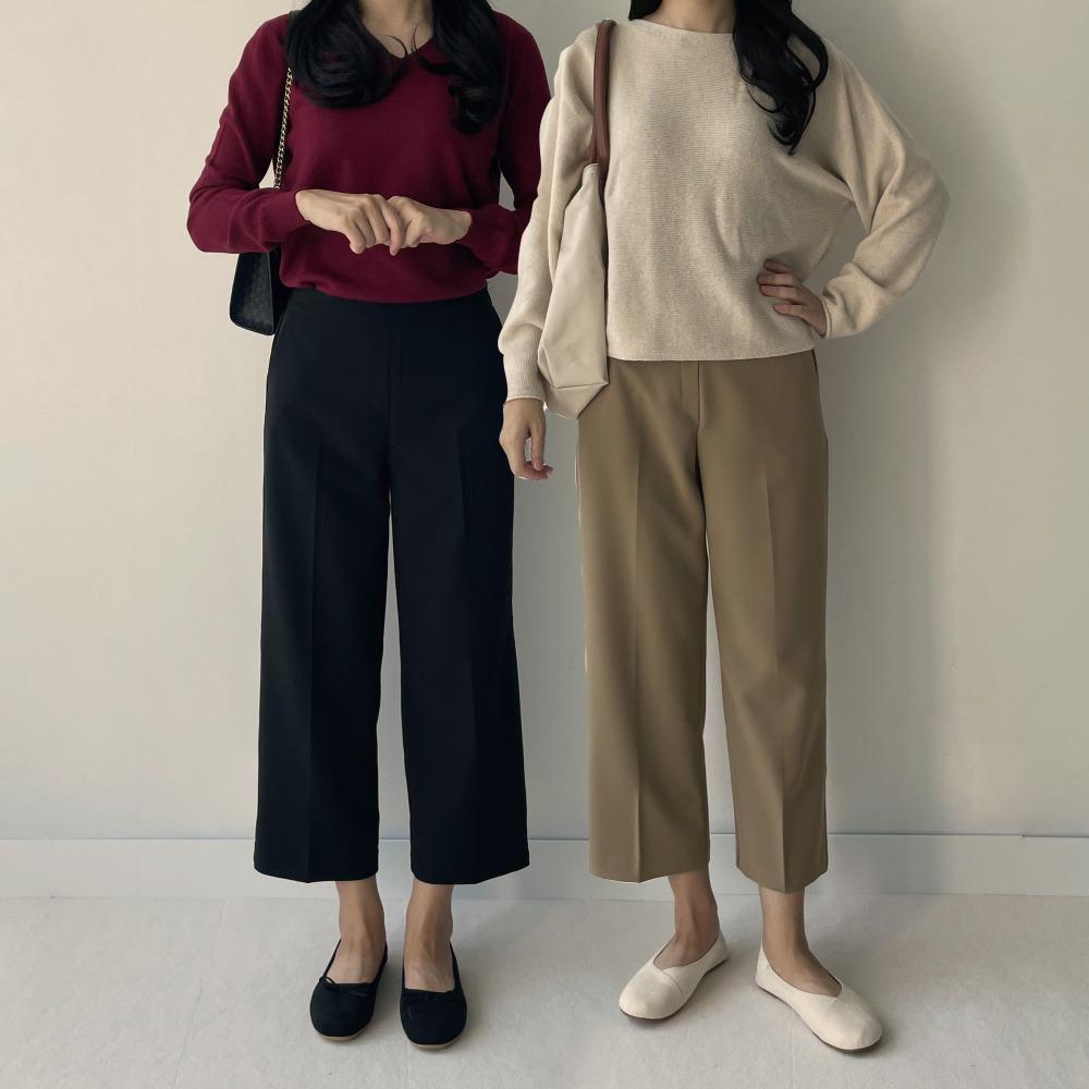 ワイドスラックス 9分丈スラックス 低身長さん向けパンツ レディース ワイドパンツ