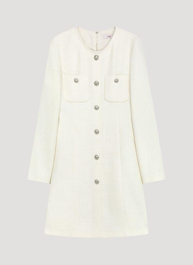 리스트 ツイード ボタン装飾 ワンピース TWWOPP52020