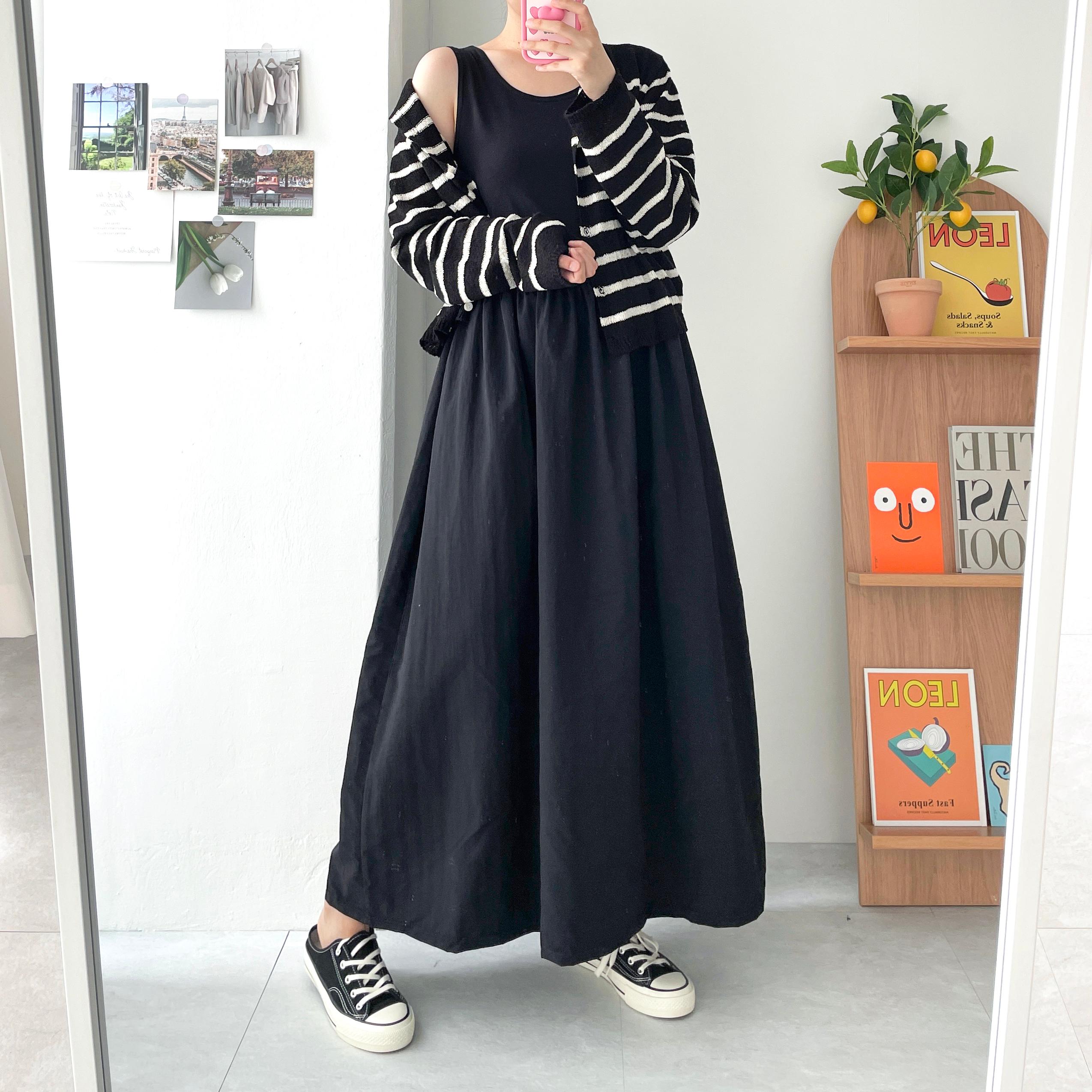 レイヤードワンピース シャリ感 インナーワンピース キャミソール ロング ワンピース ベージュ