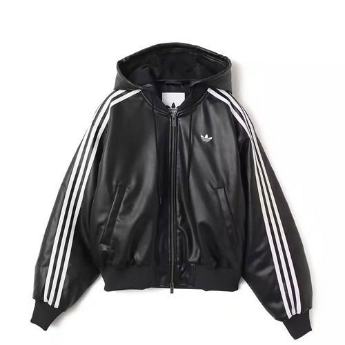 アディダス オリジナルス ブレーデッド パッド フェイクレザー フーディジャケット KU685