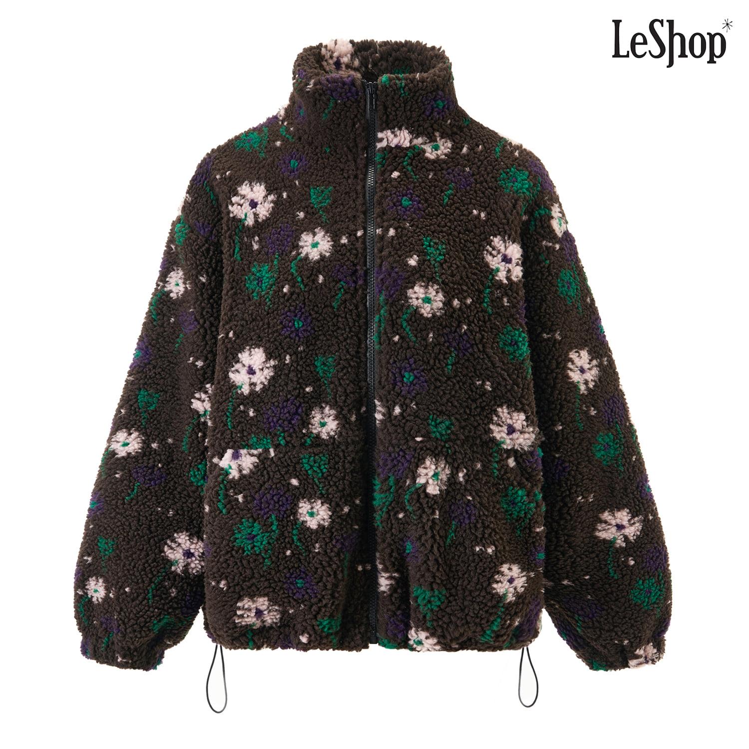 ルシャップ フラワー ムートン シアリング フリース ジップアップ ファー ジャケット dp4jk017a