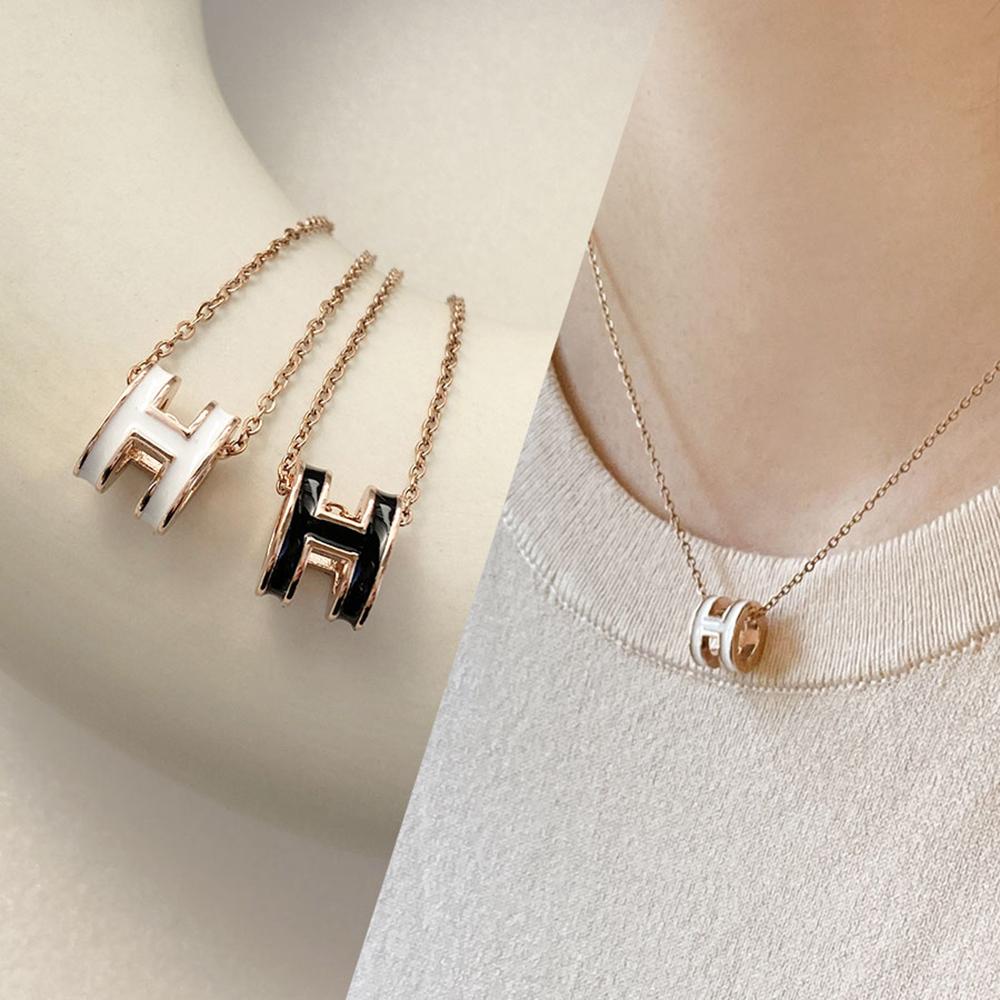 ブラック＆ホワイト ブランド風 ネックレス アクセサリー ネックレス ファッション