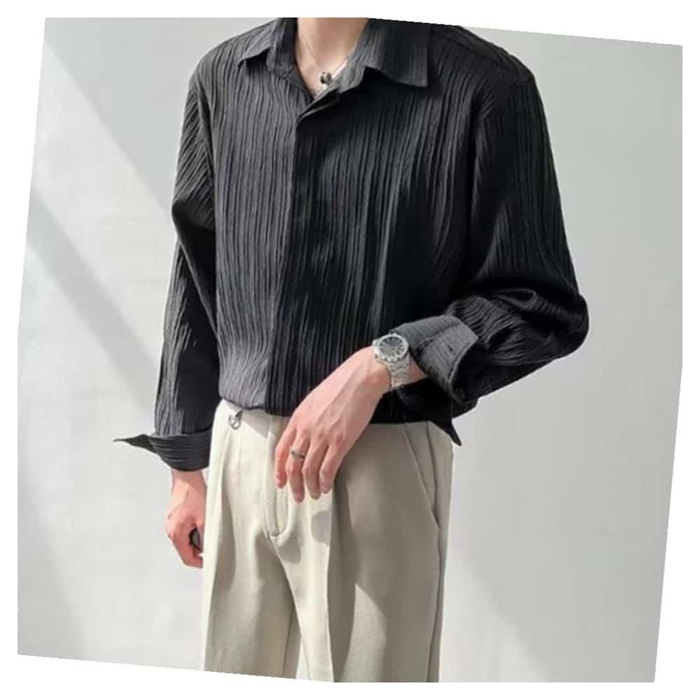 MN ヒドゥンボタン ベーシックシャツ メンズ シャツ 長袖 メンズ デートルック セットアップ メンズアパレル