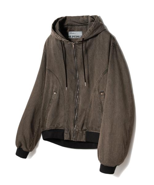 [スーパーサブ] デニム フードジップアップ - ウォッシュドブラウン WSE
