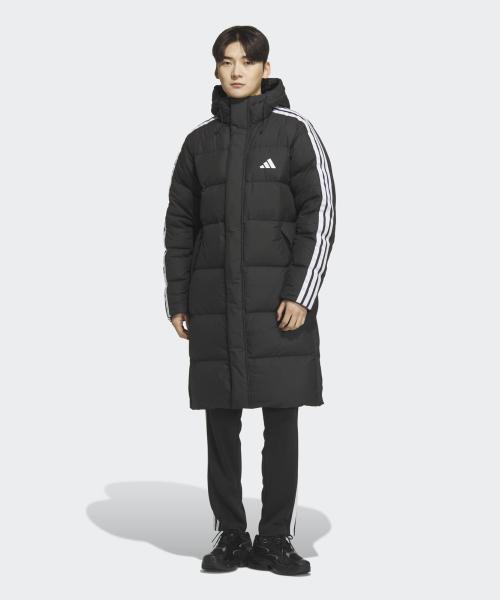 [아디다스] 3-스트라이프 레귤러 핏 롱 다운 패딩 - 블랙 / JZ8731 JZ8731