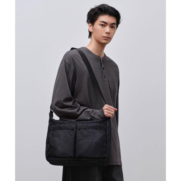 MUSINSA STANDARD AVR デュアルポケット メッセンジャー バッグ ブラック 1623765