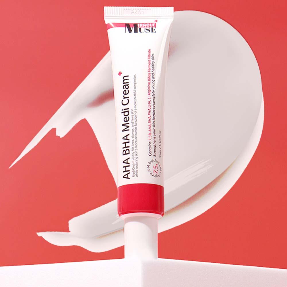 Miracle Muse AHA BHA Medi Cream 再生保湿 ソバカス美白 メラノン メラトニン メラトニング 着色色素沈着スティバA軟膏X