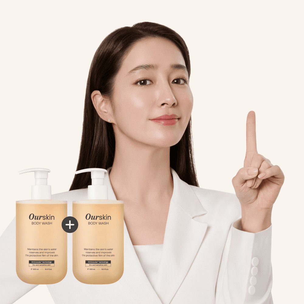 1+1 아워스킨 背中ニキビ 顔ニキビ 닭살肌 ボディウォッシュ 香りの良い 男女兼用 保湿 鎮静 ヴィーガン 大容量 ボディクレンザー ギフト 500ml 2個