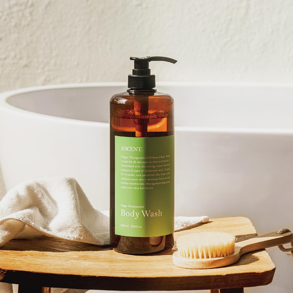 A’SCENT 弱酸性 ボディウォッシュ 1000ml 大容量 角質除去 天然シャワージェル パフューム 香り良い ボディクレンザー グリーンエアリーの香り