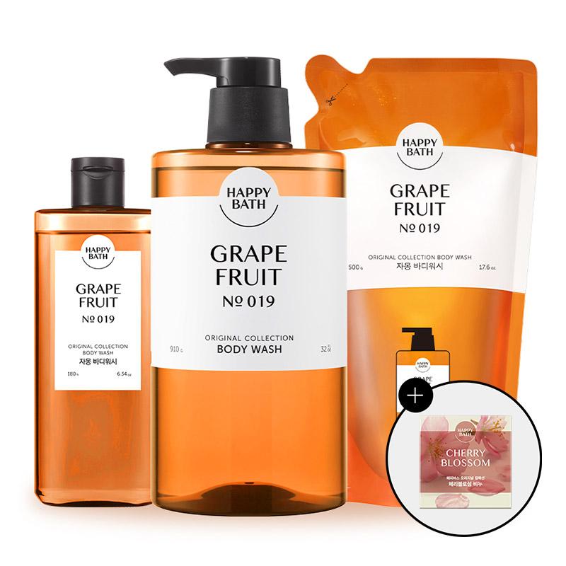 ハッピーバス 背中ニキビ 大容量 オリジナルコレクション ボディウォッシュ グレープフルーツの香り 910g+500gリフィル+180g