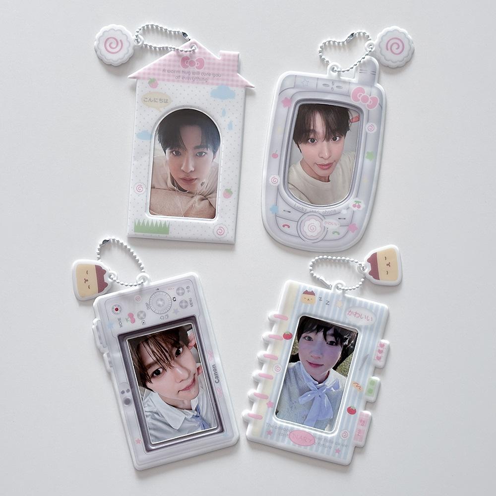 キキ・デコレーション マシュマロ カートン PVC フォト カード ホルダー キーリング