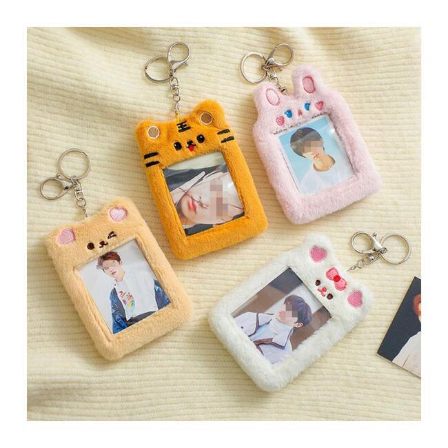 かわいい キャラクター 毛糸 ポカホルダー キーリング 鍵 キーホルダー フォトカード E96187