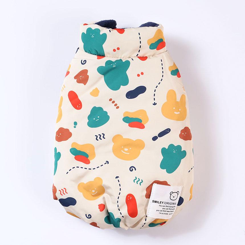 犬用パディングベスト 中型犬 アウター 犬用冬服 デイリー アイボリー s