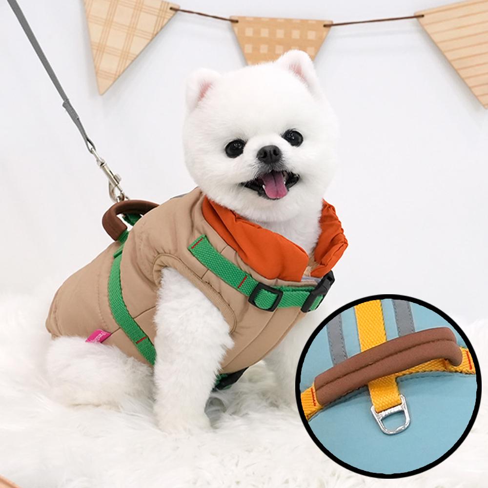 犬用パディング 冬ベスト パリスドッグ フレックスハーネス パディング ベージュ S