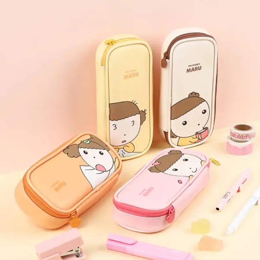 マルは 강쥐 ラウンド スクエア マルチ ポーチ ペンケース