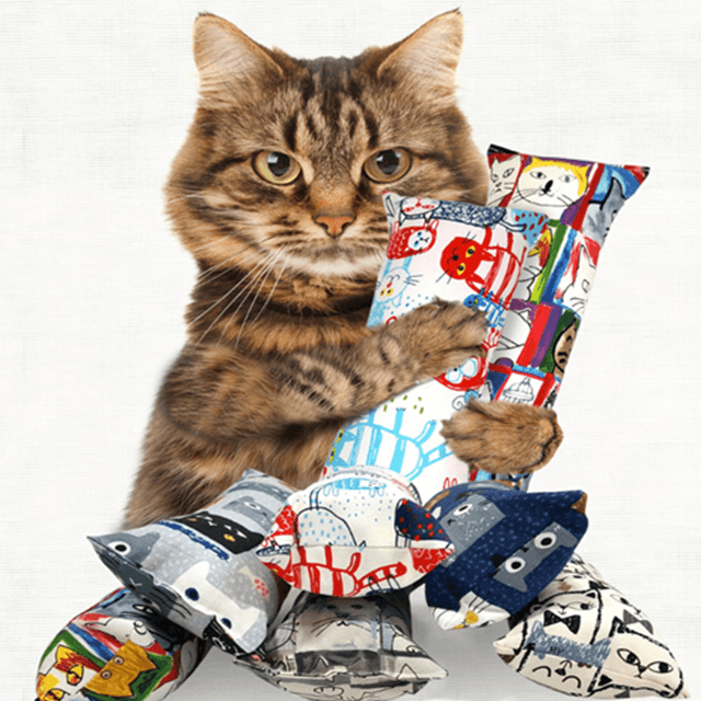 ヒーリングタイム ハンドメイド またたびクッション スクエア スモール (色ランダム)