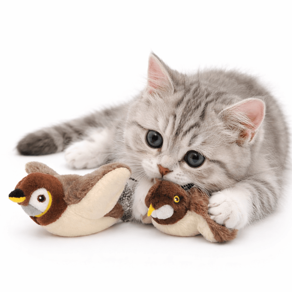 猫用 鳥おもちゃ 動く 自動 またたび スズメ ぬいぐるみ