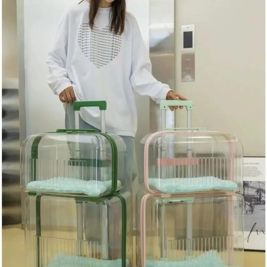 猫用透明キャリー グリーンケージ 2段 レイク 宇宙船ペットキャリー