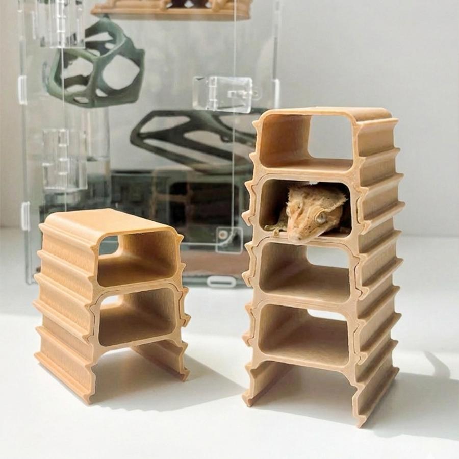 クレステッドゲッコー ゲッコータワー 隠れ家 クレ 飼育ケース トカゲ カプチーノ