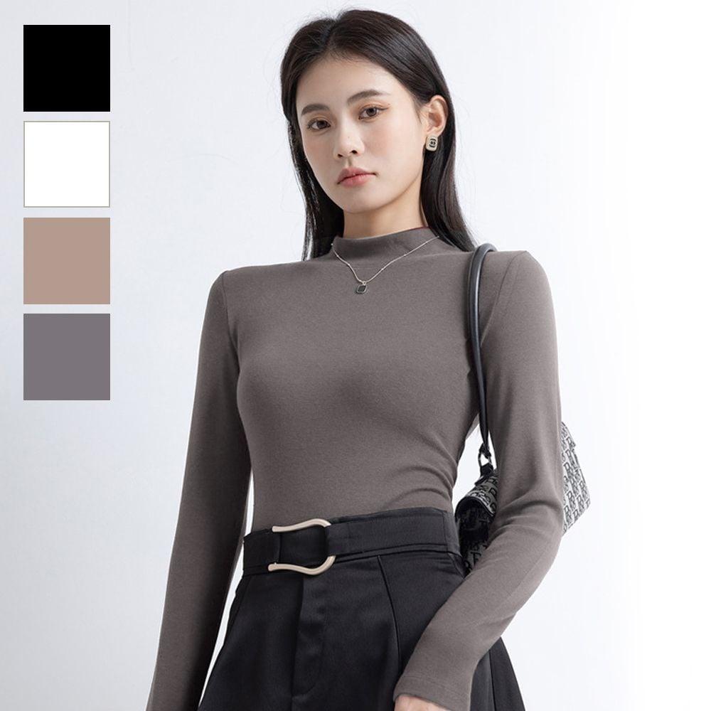 レディース ハーフネックTシャツ 秋 インナー レディース トップス ソフトモダールトップス 秋インナーTシャツ
