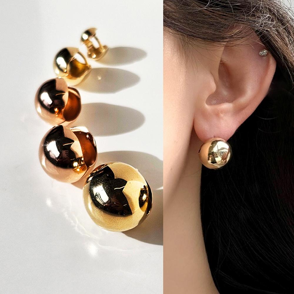 14K 18K ニュー ボール ワンタッチ ピアス ボール デイリー ボールド レディース デイリー