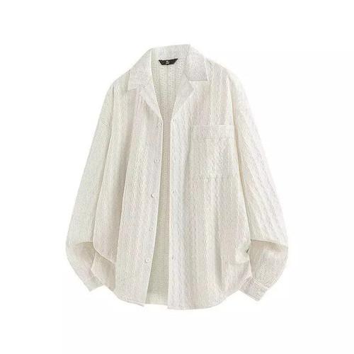 メンズ カジュアル デートルック ソリッドシャツ ジャカード 春秋 人気3