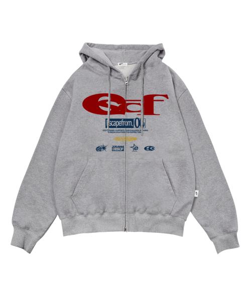 [이스케이프프롬] ESCF Logo Collage Print Two-way Hoodie Zip-up Grey HZ