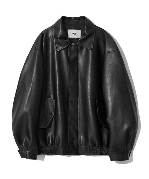 [브이투] 465-3 VEGAN LEATHER OVERFIT JACKET_BLACK 5004614