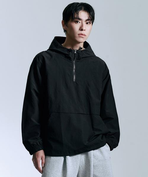 [아테즈] AERO Tech Hood Anorak Windbreaker [Black] ZEO111515