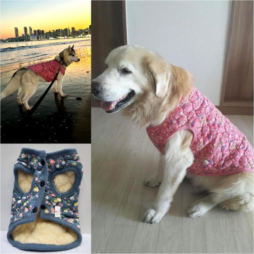 犬用 キルティングベスト 花柄 おばあちゃん キムチベスト 大型犬 犬服