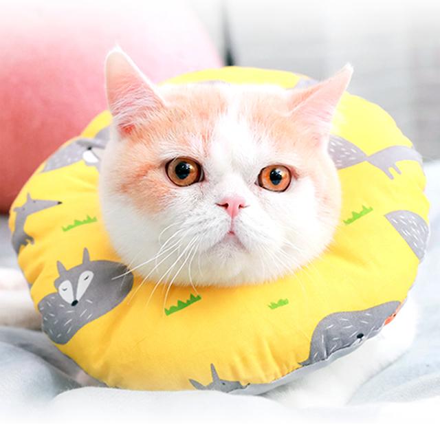 子犬・猫用 布製ネックカラー Sサイズ、漏斗型、ネッククッション、クッション、ネックカラー、首用クッション、避妊・去勢用、小型犬用