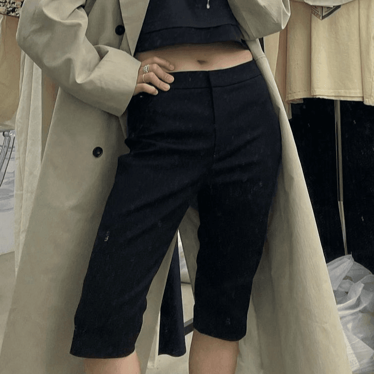 [당일발송] 아웃핏 Premium 5부 스판 팬츠 옆트임 바이커 카프리 반바지