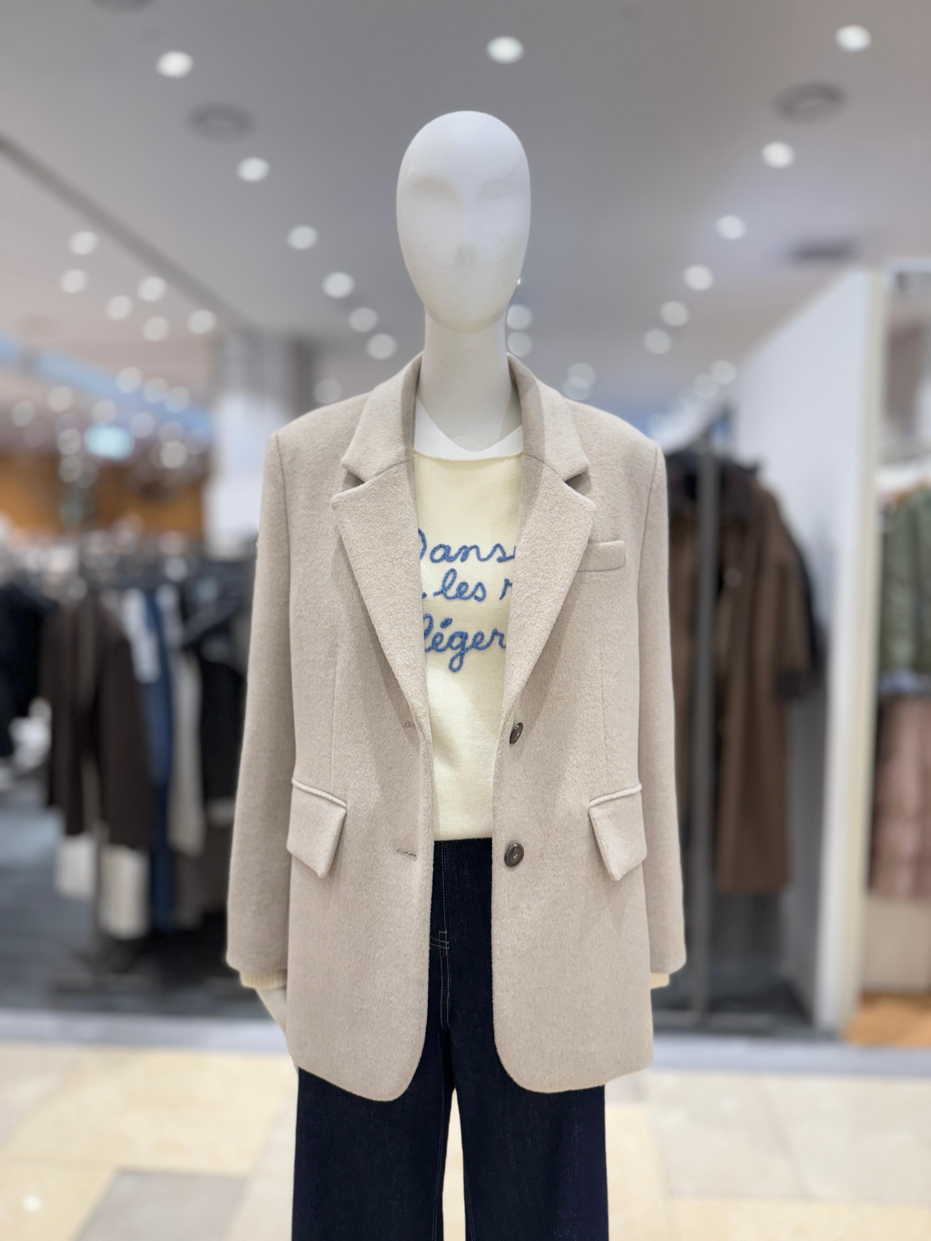 ON&ON テーラードカラー ウール混 ミディジャケット njw5wjb96