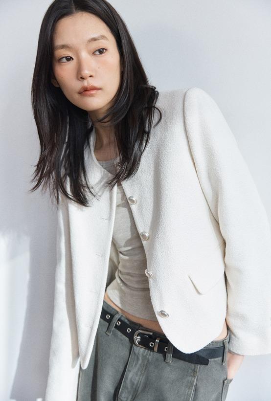 MISOO ラウンド ツイード ジャケット MIWJKG32PB