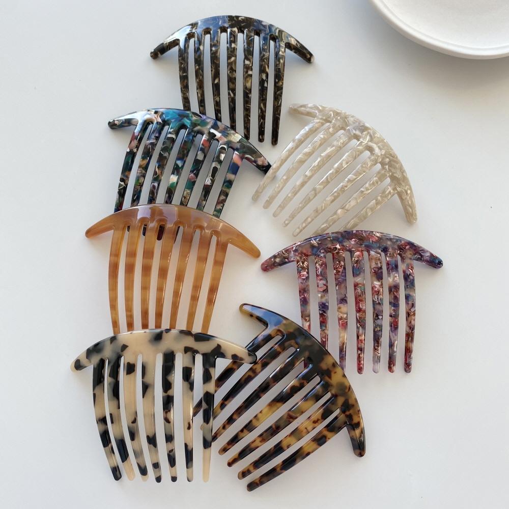 creation france フランスピン セルロイド 豹柄 ロングヘア アップヘア 櫛ピン ヘアピン