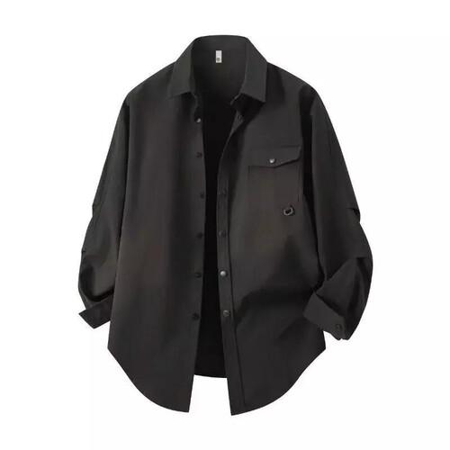 メンズ カジュアル デートスタイル ソリッドシャツ 長袖 春秋 人気3