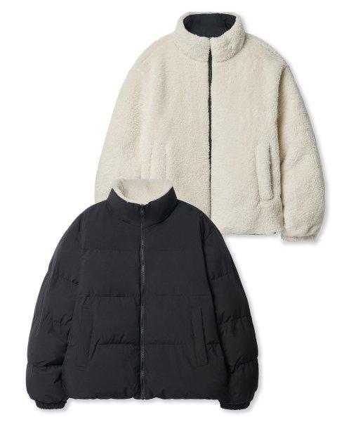 [MUSINSA STANDARD] デイリーパファージャケット リバーシブル フリース ショートパディングジャケット [ブラック/クリーム] MMBJJBZ01-66