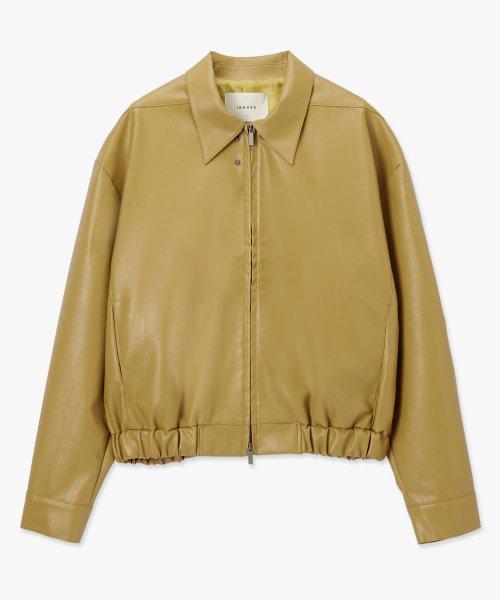 [르마드] オーバーフィット シングル フェイクレザージャケット - スパイシーマスタード O-26