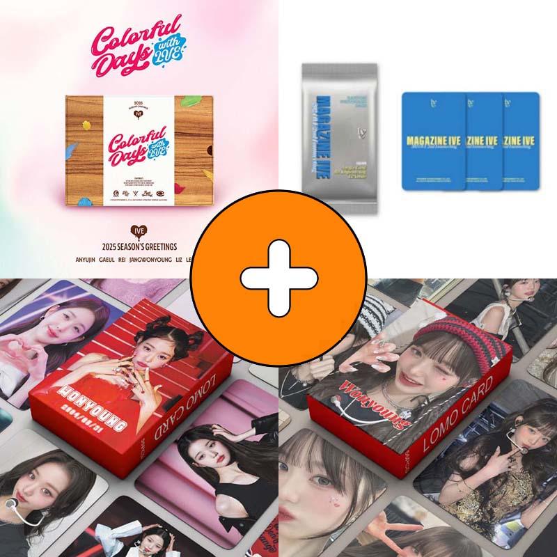 IVE シーズングリーティング 2025+特典 マガジンポカ 1セット3枚+チャン・ウォニョンポカ 2セット(110枚)/シグ