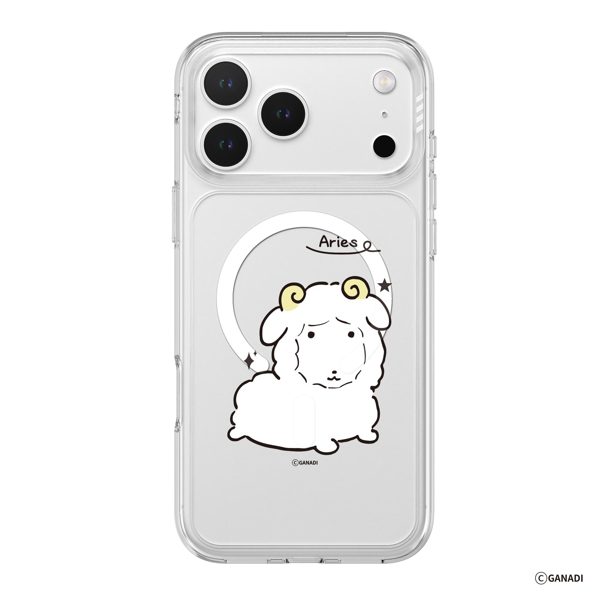 ガナディ iPhone 16 Pro Max クリスタル星座デザイン MagSafe クリアバンパーケース 牡羊座