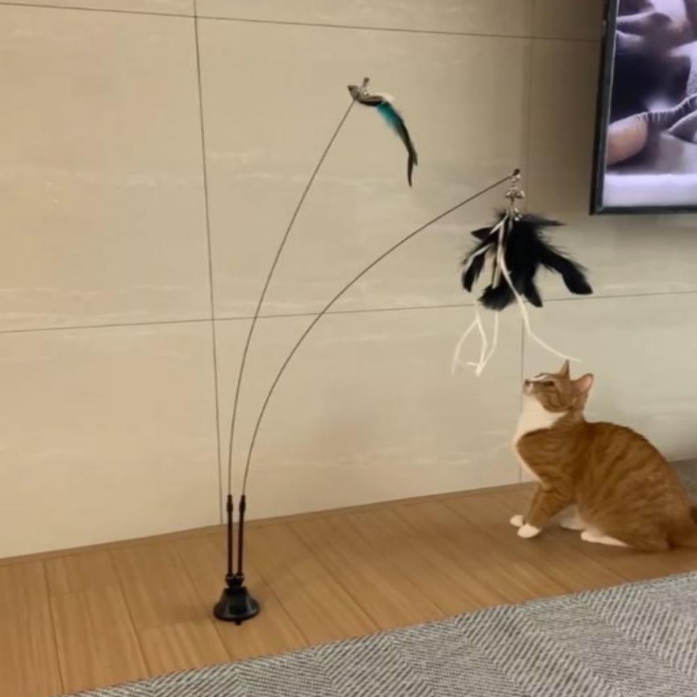 견우와묘녀 一人で遊ぶ 猫 釣り竿 ハンティングトイ 付属 깃털（羽） 交換 リフィル可能