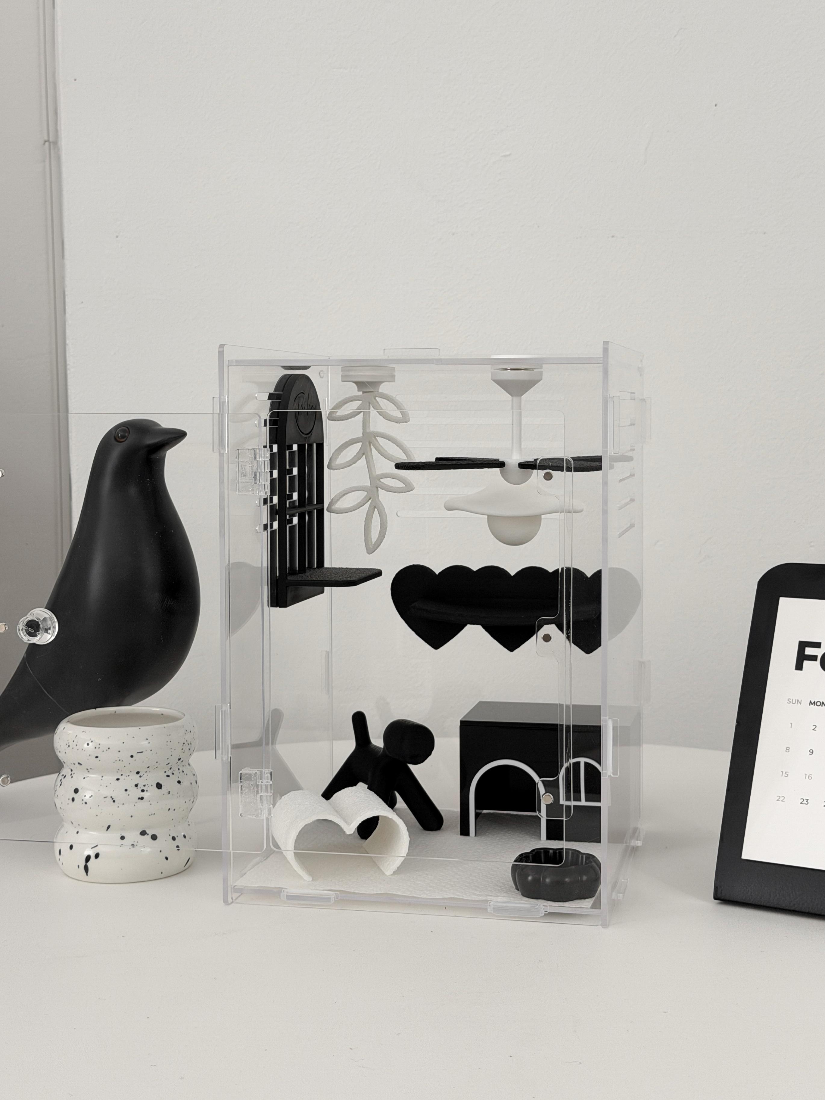 テイラリ アクリルケージ クレステッドゲッコー トカゲの家、デコレーション、ピグミーネズミ 飼育ケージ