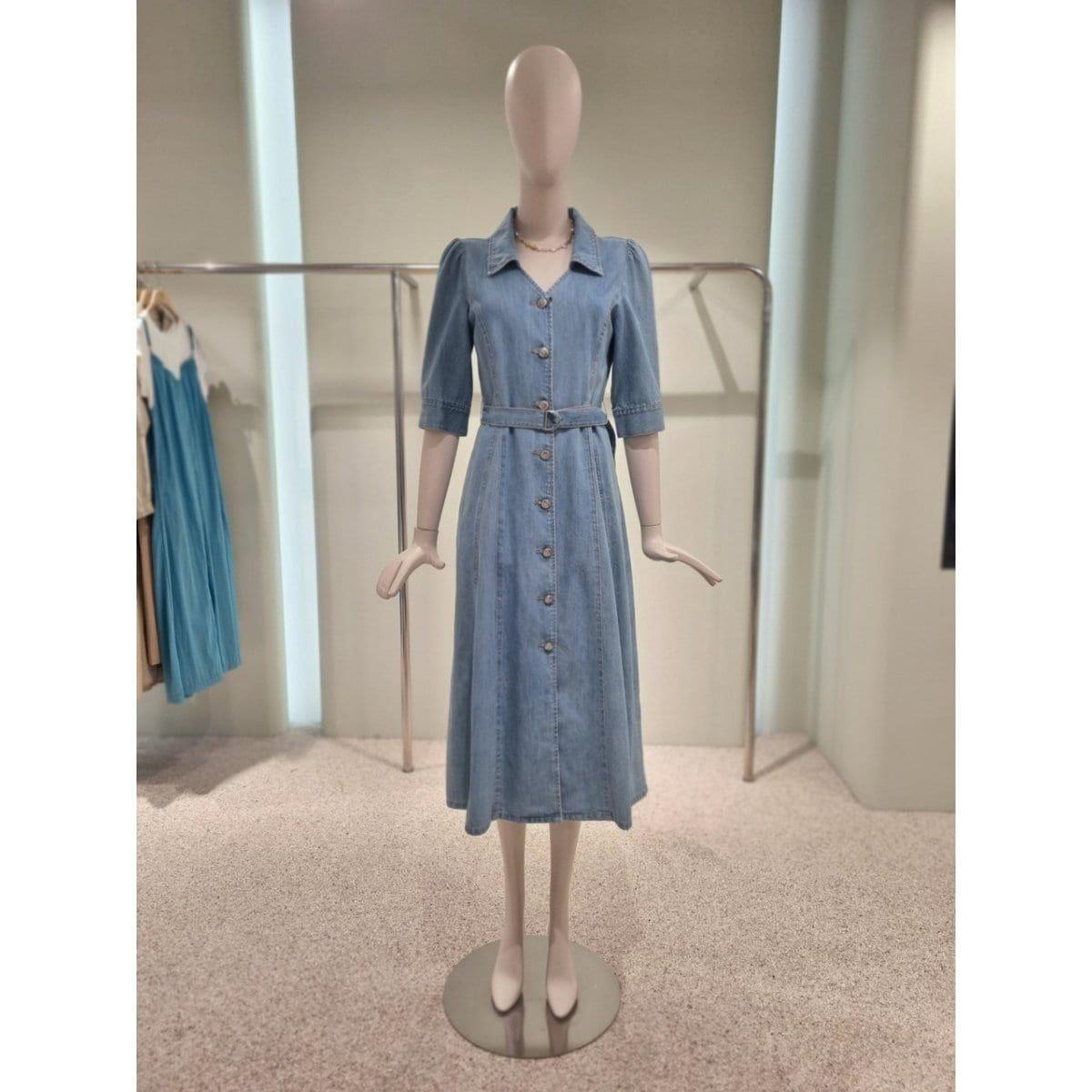 DEWL カラネック デニム ロング ワンピース L252PSE431