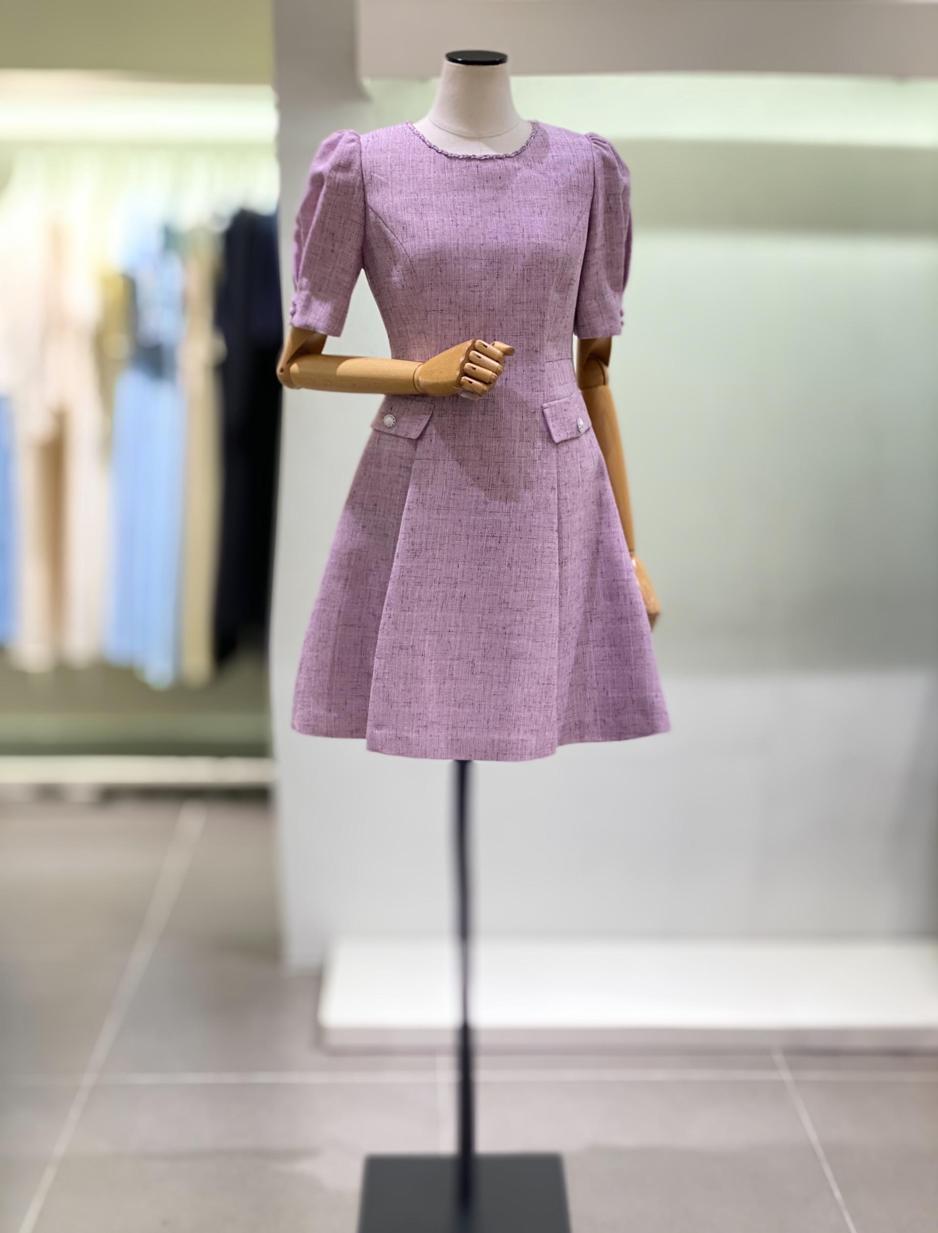 ITMISHAL ハーフボリューム スリーブ ツイード ワンピース ITO8WOP100