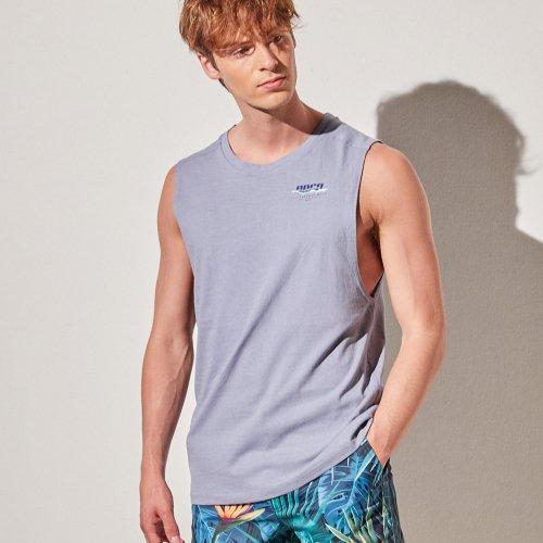 [아르고] ウェーブ メンズ タンクトップ ノースリーブ Tシャツ ブルー MTS131BL