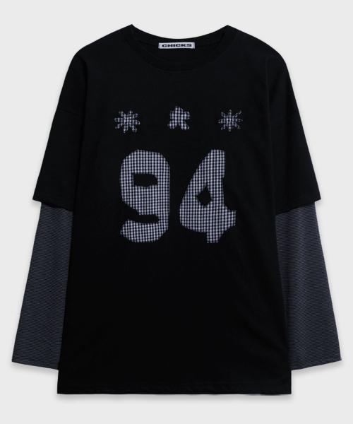 [칙스] Ninety Four Appliqué半袖レイヤードTシャツ ネイビー 5016012028