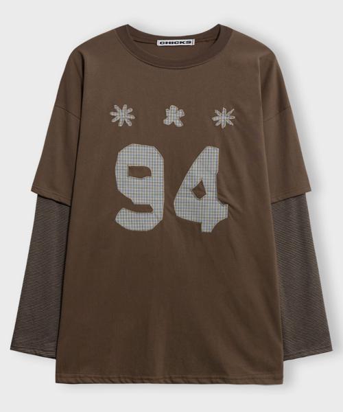 [칙스] Ninety Four Appliqué半袖レイヤードTシャツ ブラウン 5016012026